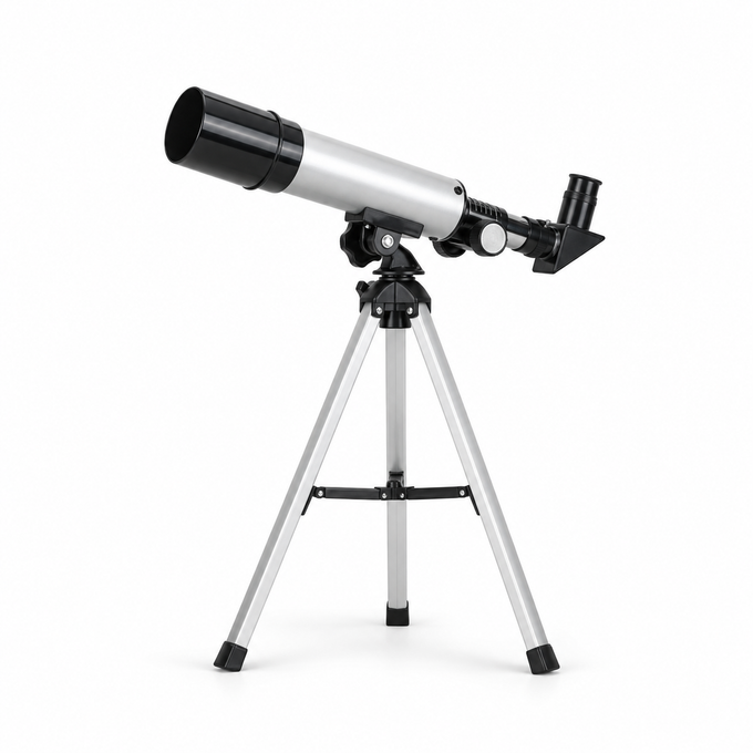 Telescop Astronomic cu Trepied din Aluminiu, Distanță Focală 360 mm, Obiectiv 50 mm și Prismă de 90°
