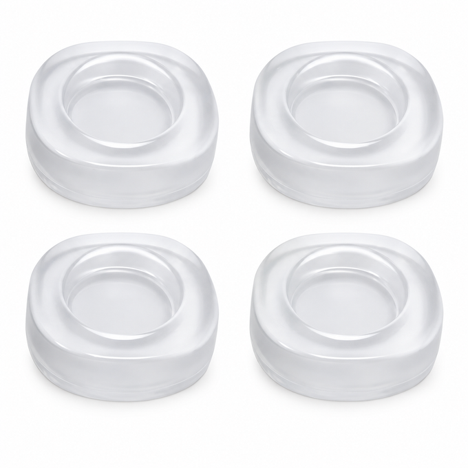 Set 4 Picioruse Antivibrație din Silicon Transparent pentru Mașina de Spălat și Uscător