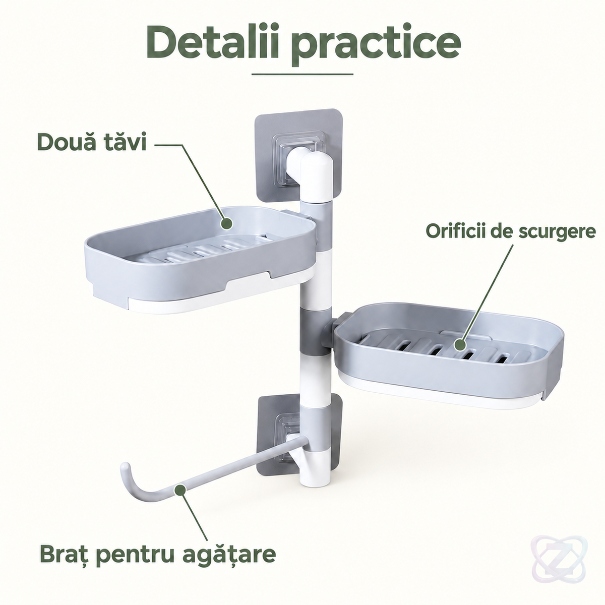 Suport Rotativ Multifuncțional pentru Baie, din Plastic Rezistent, fără Unelte – features