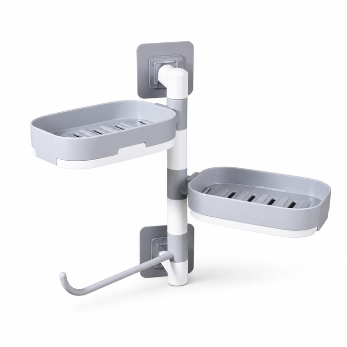 Suport Rotativ Multifuncțional pentru Baie, din Plastic Rezistent, fără Unelte