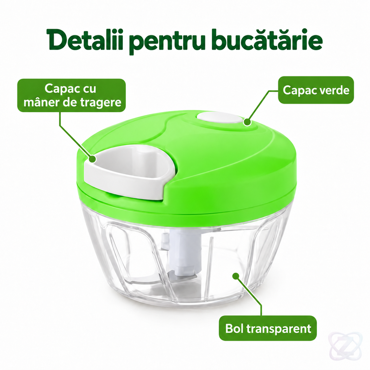 Tocător Manual pentru Legume, Fructe și Nuci, cu Franghie și Bol Transparent – features
