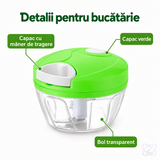 Tocător Manual pentru Legume, Fructe și Nuci, cu Franghie și Bol Transparent