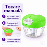 Tocător Manual pentru Legume, Fructe și Nuci, cu Franghie și Bol Transparent