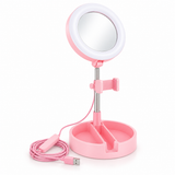 Lampă Inel LED 17 cm cu Oglindă, pentru Machiaj și Selfie, 3 Moduri de Lumină