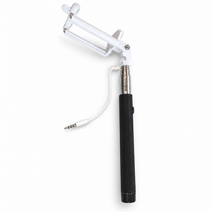 Stick Selfie cu Cablu, Extensibil 90 cm, cu Rotație de 235°, Negru