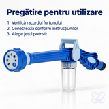 Pistol Water Zoom pentru Spălat și Stropit, cu 8 Tipuri de Jet și Dispersor de Săpun