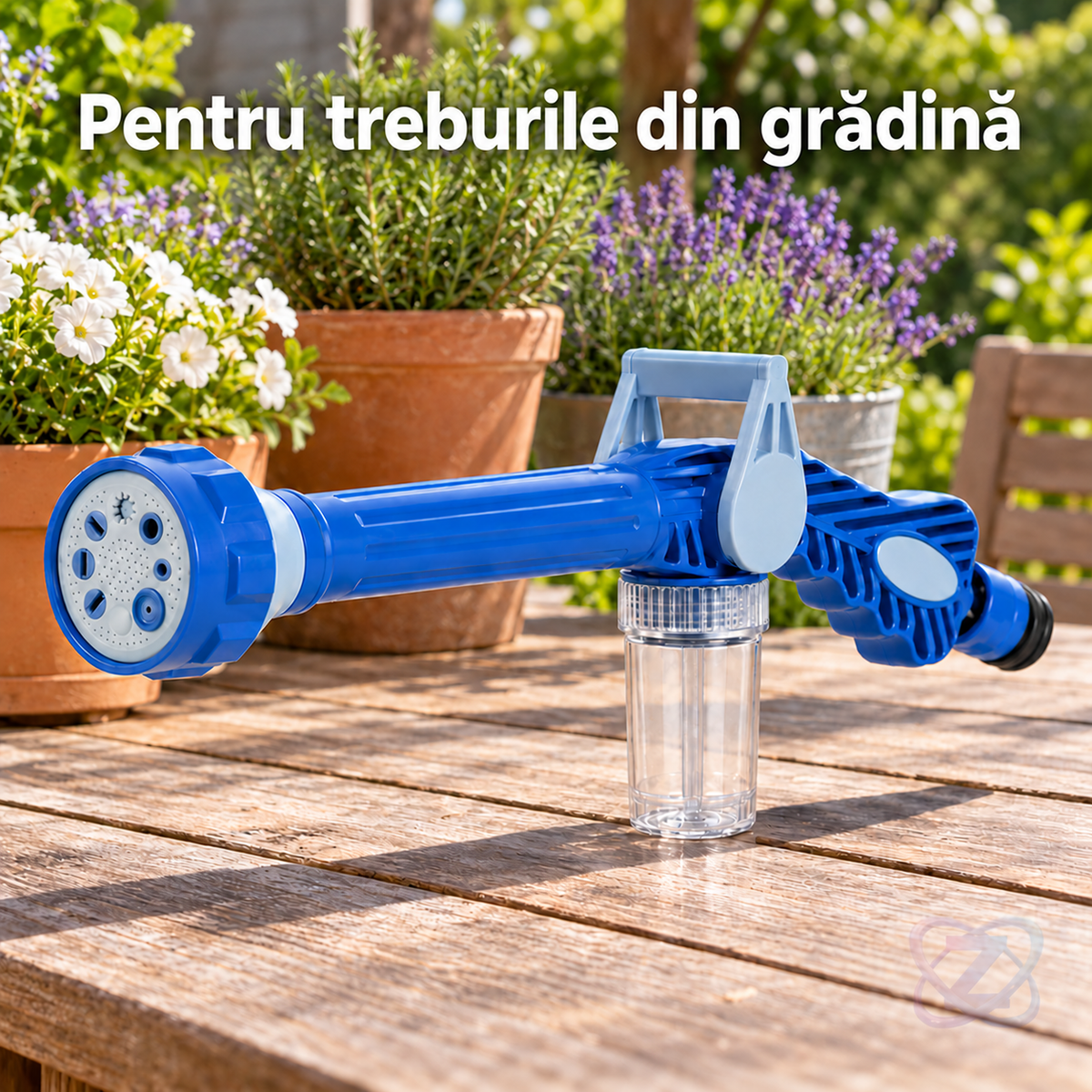 Pistol Water Zoom pentru Spălat și Stropit, cu 8 Tipuri de Jet și Dispersor de Săpun – lifestyle