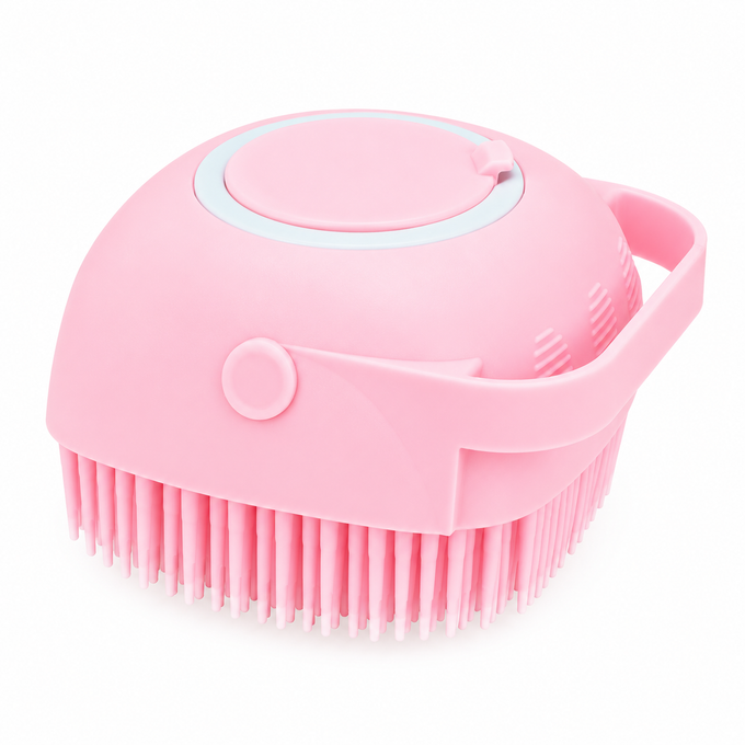 Perie din Silicon cu Rezervor pentru Șampon și Gel de Duș, 80 ml