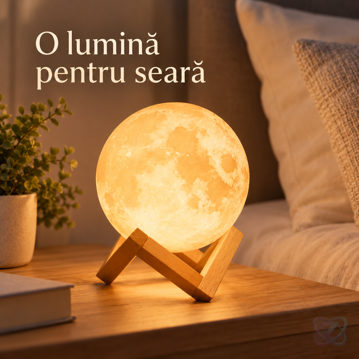 Lampă de Veghe Lună 3D Moon Light, Schimbare de Culoare la Atingere – lifestyle