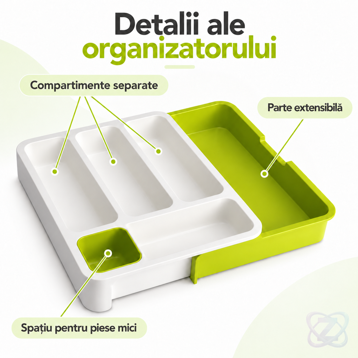 Organizator Extensibil pentru Tacâmuri, pentru Sertar – features