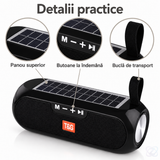 Boxă Portabilă T&G TG182, Bluetooth 5.0, cu Panou Solar, IPX6, Radio FM și Bass Puternic