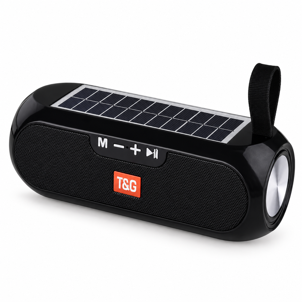 Boxă Portabilă T&G TG182, Bluetooth 5.0, cu Panou Solar, IPX6, Radio FM și Bass Puternic
