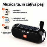 Boxă Portabilă T&G TG182, Bluetooth 5.0, cu Panou Solar, IPX6, Radio FM și Bass Puternic