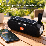 Boxă Portabilă T&G TG182, Bluetooth 5.0, cu Panou Solar, IPX6, Radio FM și Bass Puternic