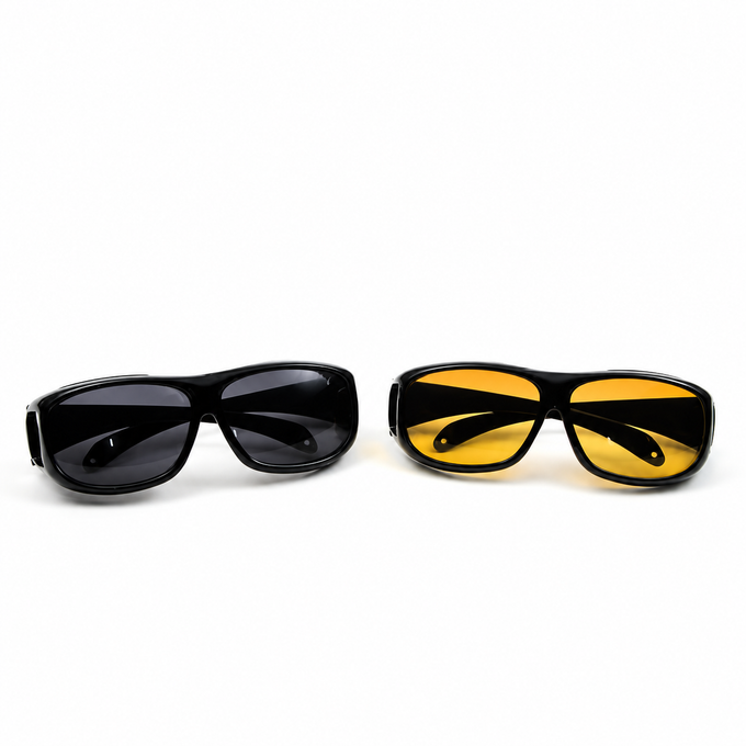 Set 2 Perechi de Ochelari pentru Condus de Zi și de Noapte HD Vision, cu Protecție UV