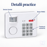 Alarmă Wireless cu Senzor de Mișcare PIR, Buton de Panică și Parolă, pe Baterii