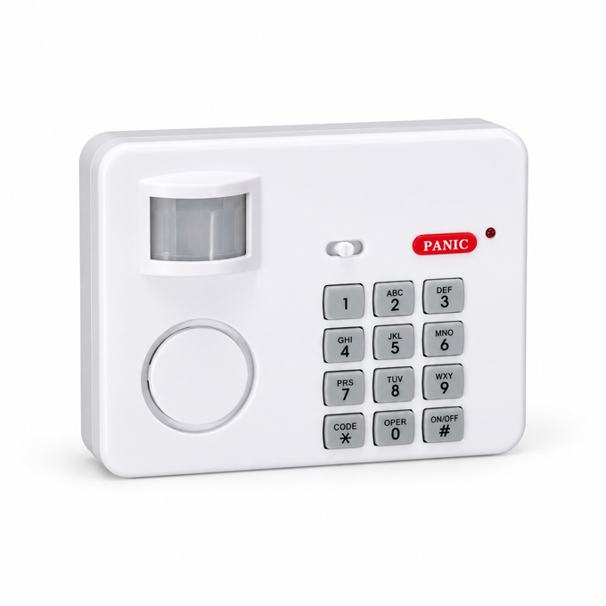 Alarmă Wireless cu Senzor de Mișcare PIR, Buton de Panică și Parolă, pe Baterii