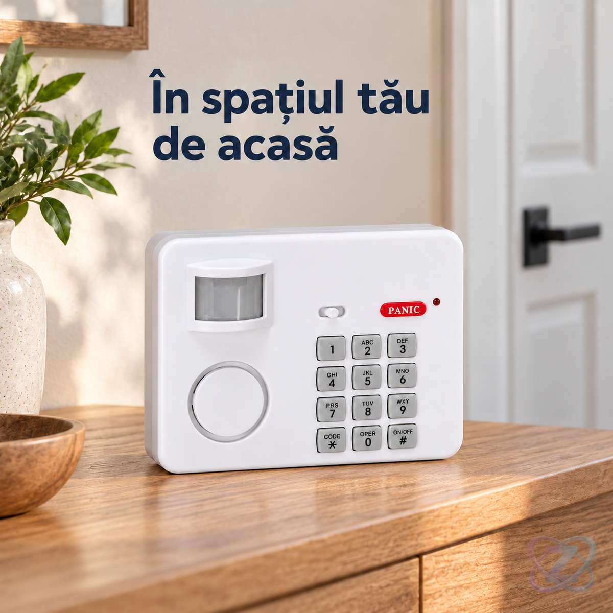 Alarmă Wireless cu Senzor de Mișcare PIR, Buton de Panică și Parolă, pe Baterii – lifestyle