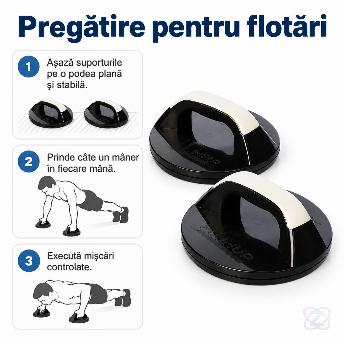 Aparatul de Flotări PushUp Pro, cu Brațe Rotative, Portabil, pentru Orice Suprafață – instructions