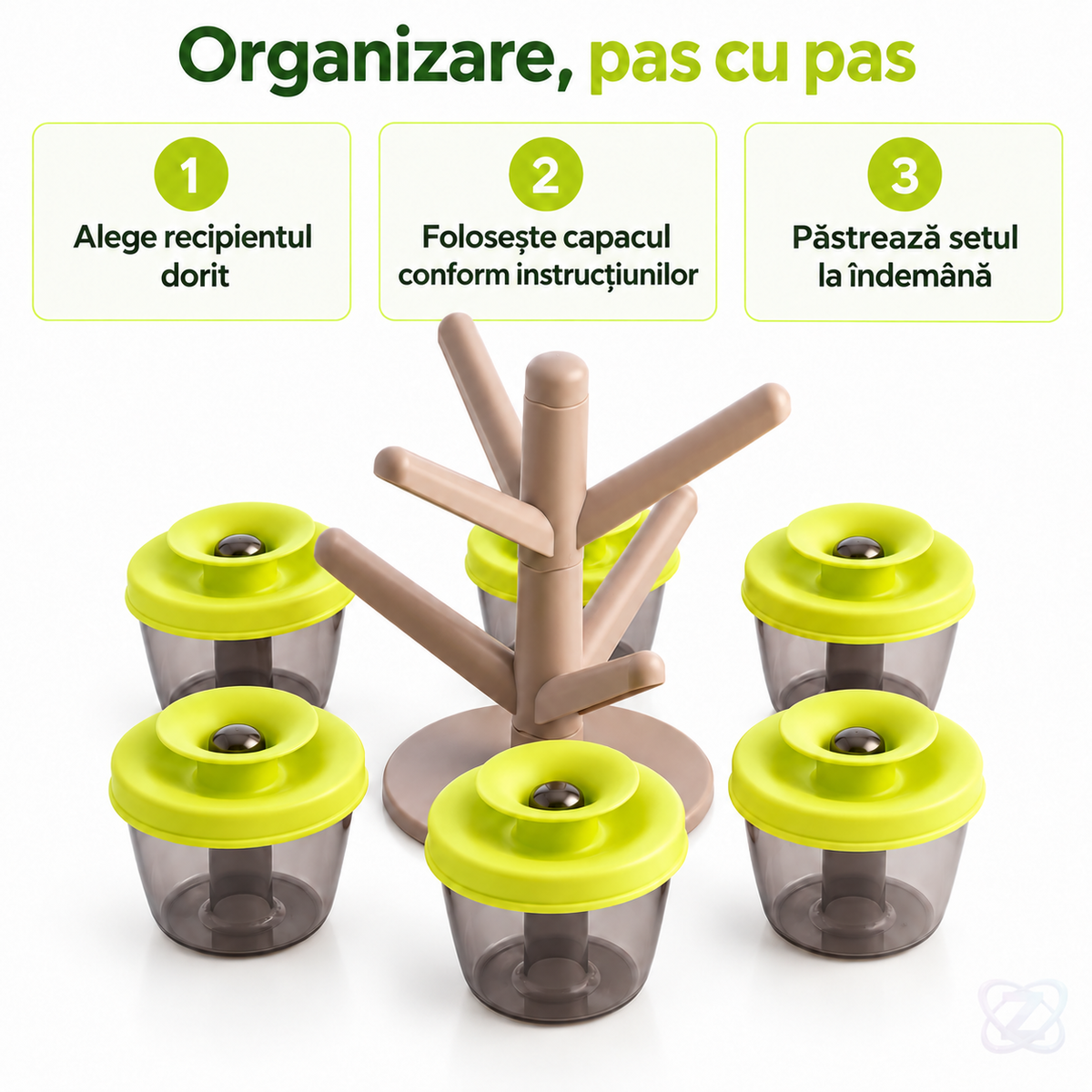 Organizator pentru Condimente Pop Up Spice Rack, cu 6 Recipiente cu Închidere Ermetică – instructions