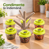 Organizator pentru Condimente Pop Up Spice Rack, cu 6 Recipiente cu Închidere Ermetică