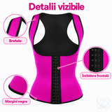 Corset Modelator Talie de Viespe cu Bretele, Latex și Neopren, 3 Rânduri de Închidere