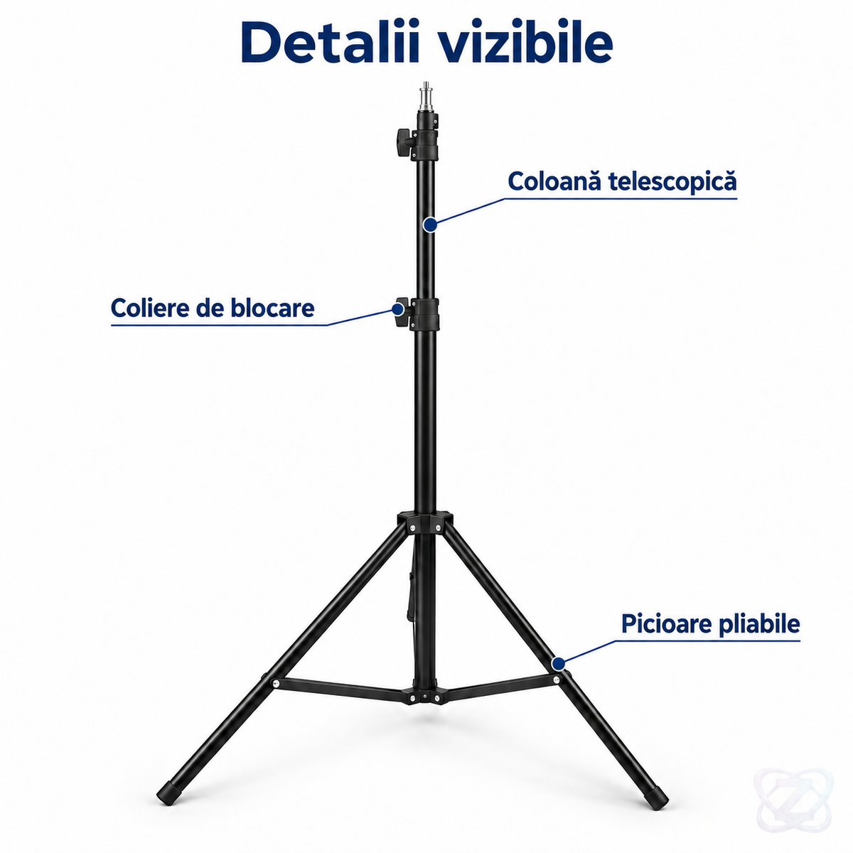 Trepied Stativ de 2 Metri din Aluminiu, Extensibil 72-200 cm, cu Șurub de 1/4 Inch – features