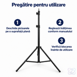 Trepied Stativ de 2 Metri din Aluminiu, Extensibil 72-200 cm, cu Șurub de 1/4 Inch