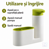 Organizator Chiuvetă Sink Tidy 2 în 1 cu Dozator de Săpun și Suport Bureți