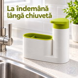 Organizator Chiuvetă Sink Tidy 2 în 1 cu Dozator de Săpun și Suport Bureți