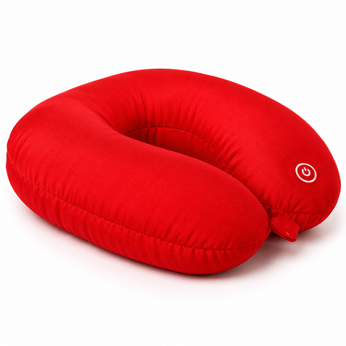 Pernă de Masaj Ergonomică pentru Gât și Umeri, de 70 cm, cu Capse la Capete și Buton ON/OFF