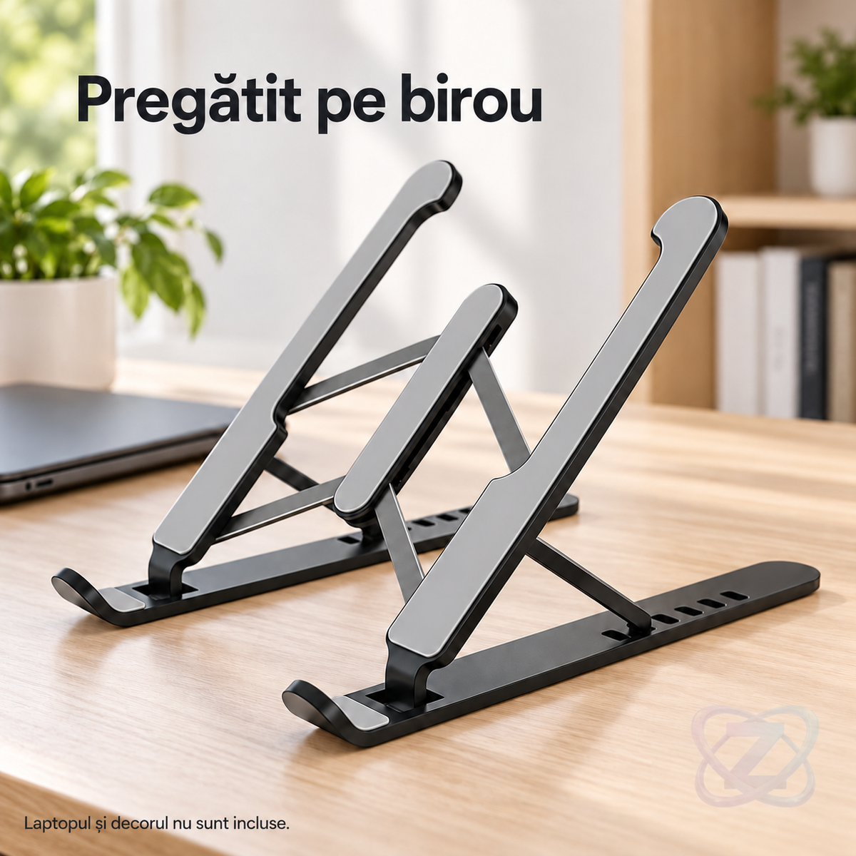 Suport Portabil pentru Laptop din Aliaj de Aluminiu, Reglabil și Pliabil, cu Plăcuțe Antiderapante – lifestyle