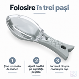 Ustensilă pentru Curățat Solzi de Pește, cu Lamă din Plastic Dur și Compartiment pentru Solzi