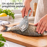 Ustensilă pentru Curățat Solzi de Pește, cu Lamă din Plastic Dur și Compartiment pentru Solzi