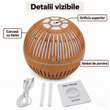 Difuzor de Aromaterapie și Umidificator cu Design din Stejar, LED Multicolor, USB