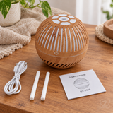 Difuzor de Aromaterapie și Umidificator cu Design din Stejar, LED Multicolor, USB