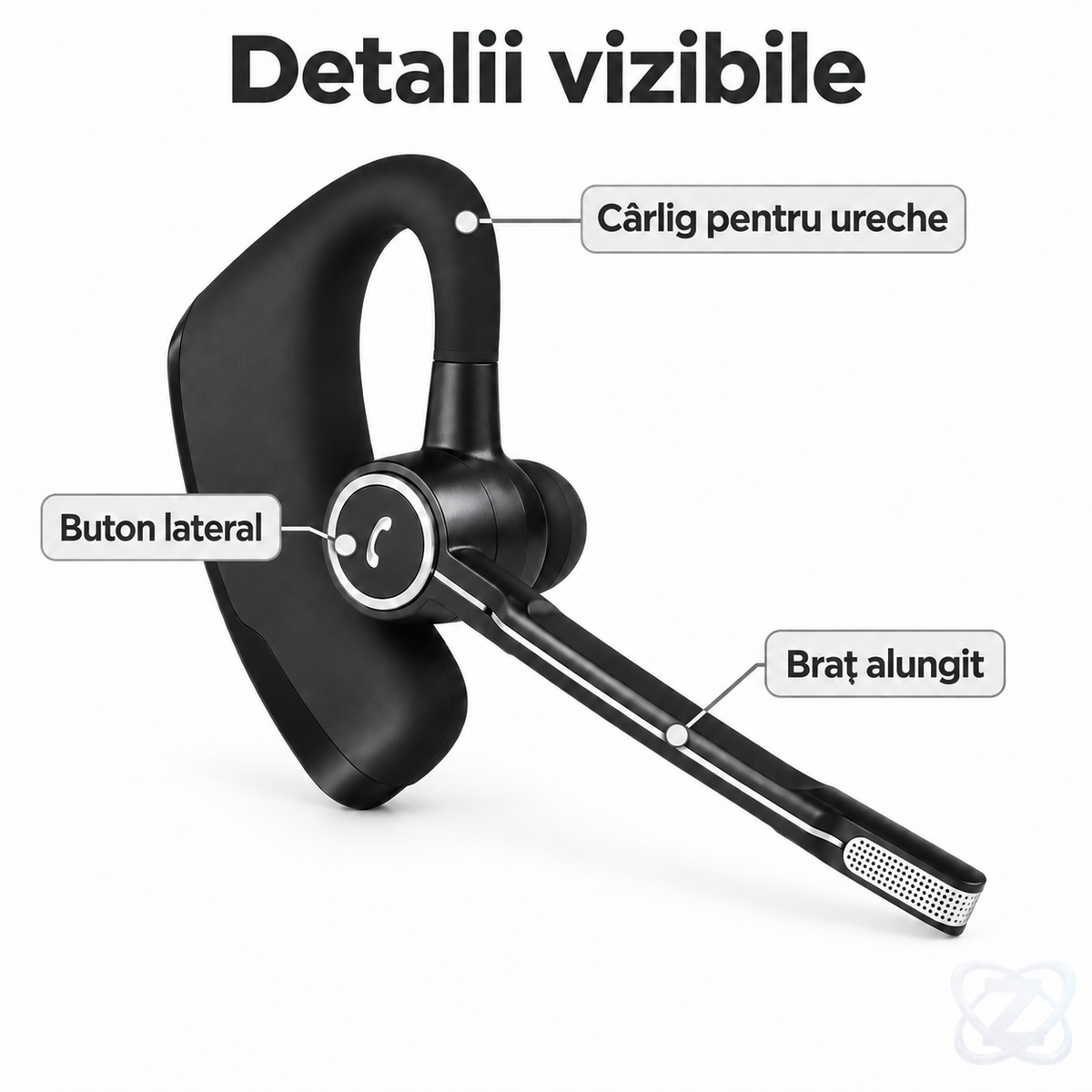 Cască Bluetooth OZ V8 cu Cârlig Rotativ, Reducere a Zgomotului, Rezistentă la Transpirație – features