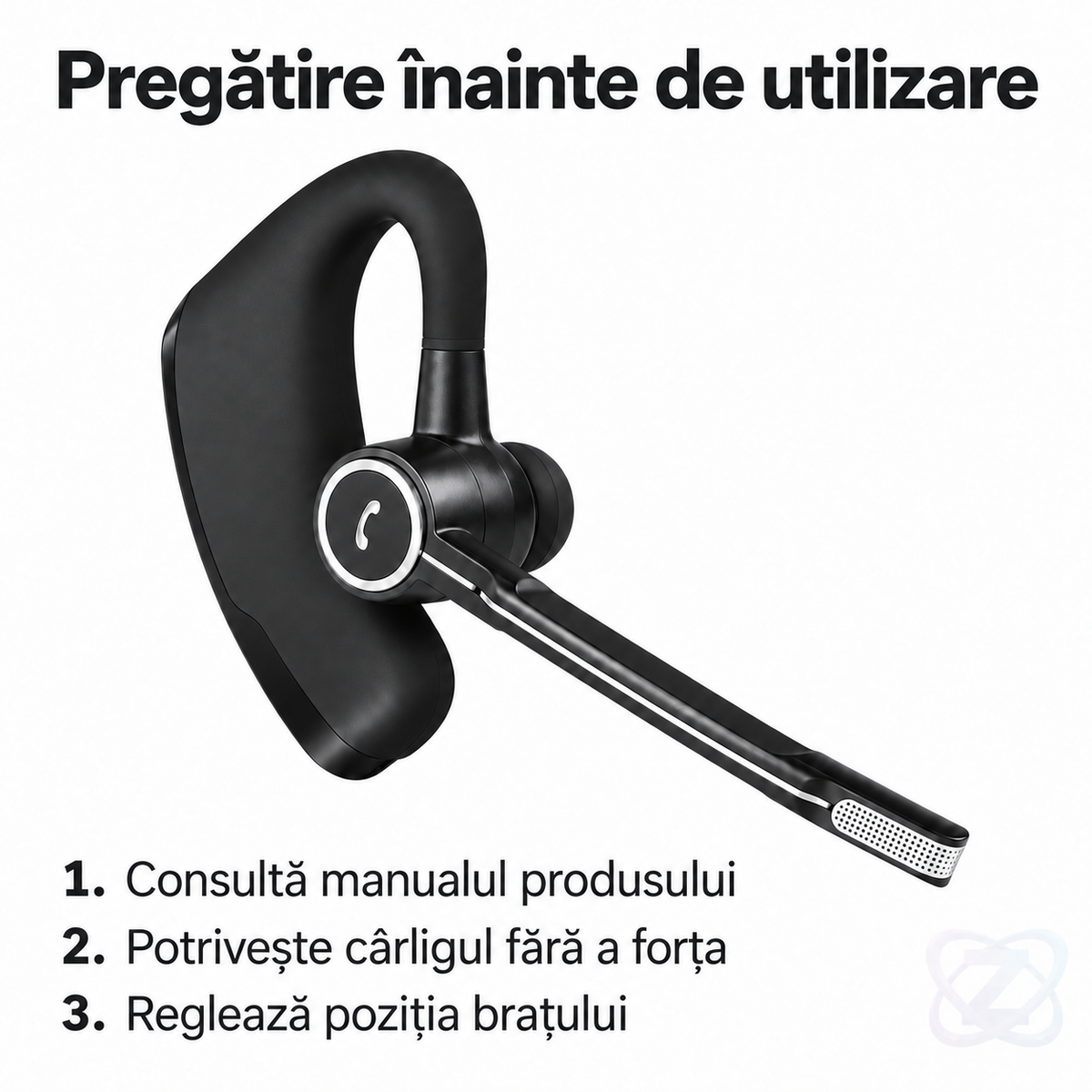 Cască Bluetooth OZ V8 cu Cârlig Rotativ, Reducere a Zgomotului, Rezistentă la Transpirație – instructions