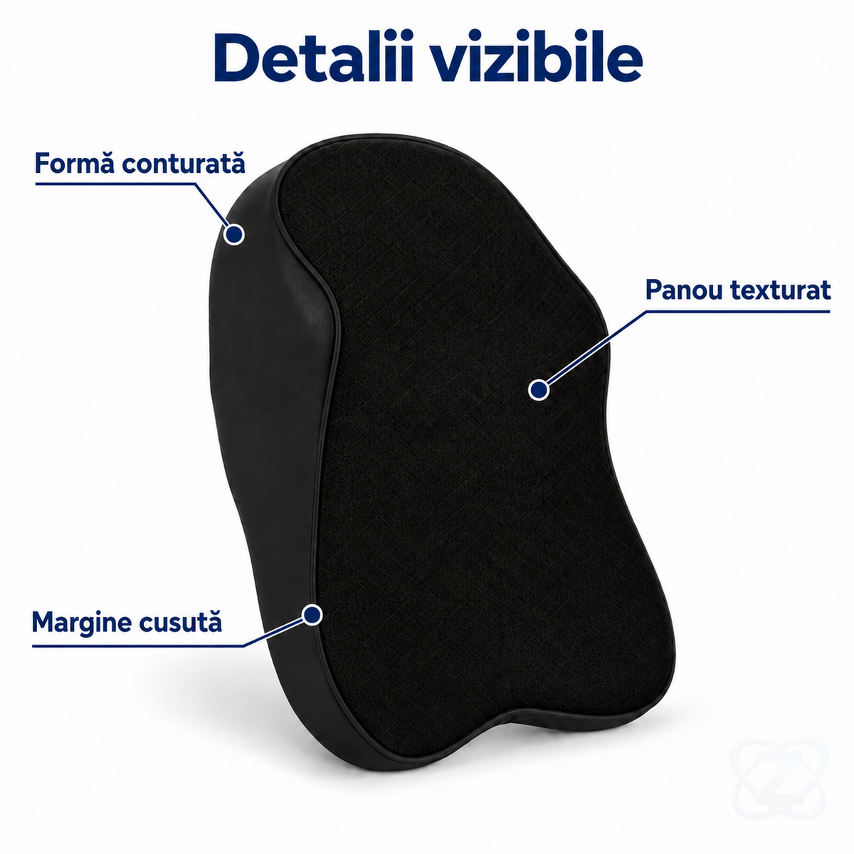 Pernă Cervicală pentru Scaunul Mașinii Support Pillow, cu Spumă cu Memorie și Prindere la Tetieră – features