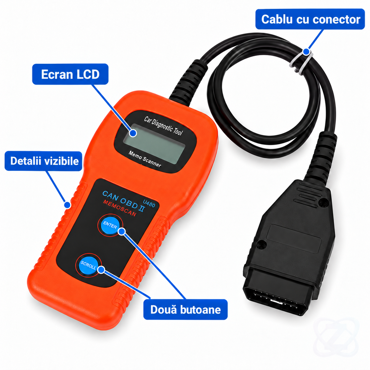 Aparat de Diagnoză Auto eSimplu, Portabil, cu Afișaj LCD și Cablu de 80 cm – features