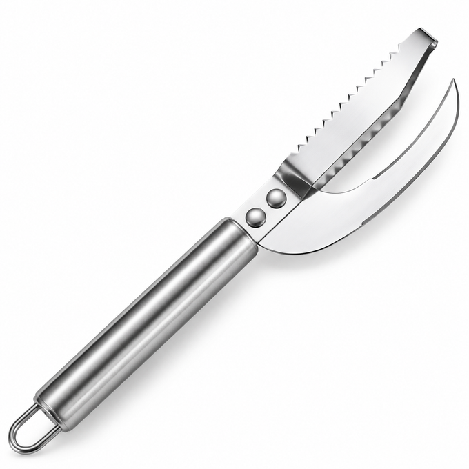 Cuțit din Oțel Inoxidabil pentru Curățat Solzi și Eviscerat Pește, cu Mâner Ergonomic