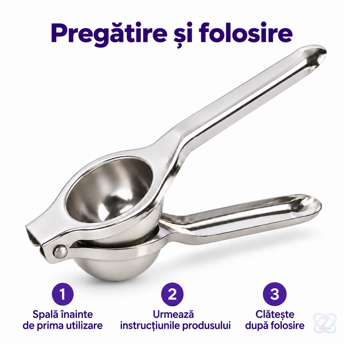 Storcător Manual de Citrice din Inox 304, cu Mâner Ergonomic și 12 Orificii – instructions