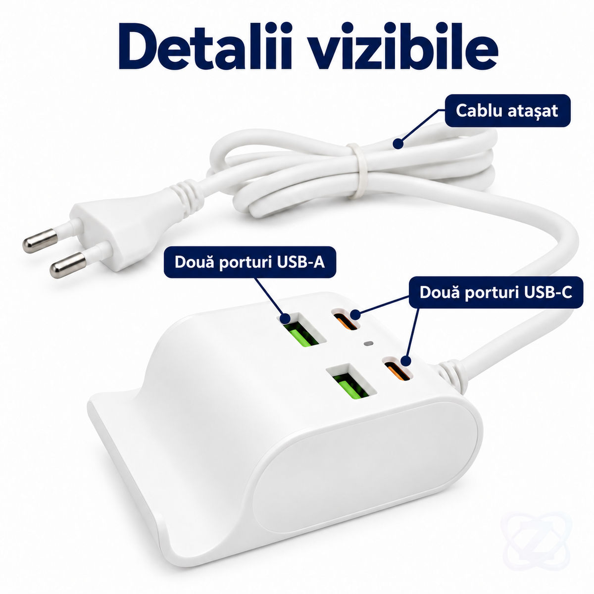 Încărcător Rapid de Birou W A V E, cu 2 Porturi USB-C și 2 Porturi USB, 48W, QuickCharge 3.0 – features