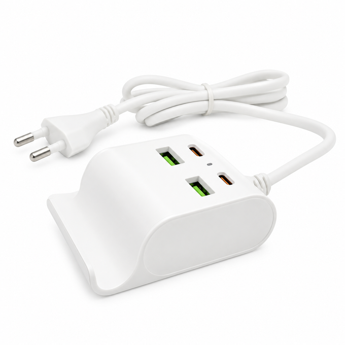 Încărcător Rapid de Birou W A V E, cu 2 Porturi USB-C și 2 Porturi USB, 48W, QuickCharge 3.0