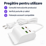 Încărcător Rapid de Birou W A V E, cu 2 Porturi USB-C și 2 Porturi USB, 48W, QuickCharge 3.0