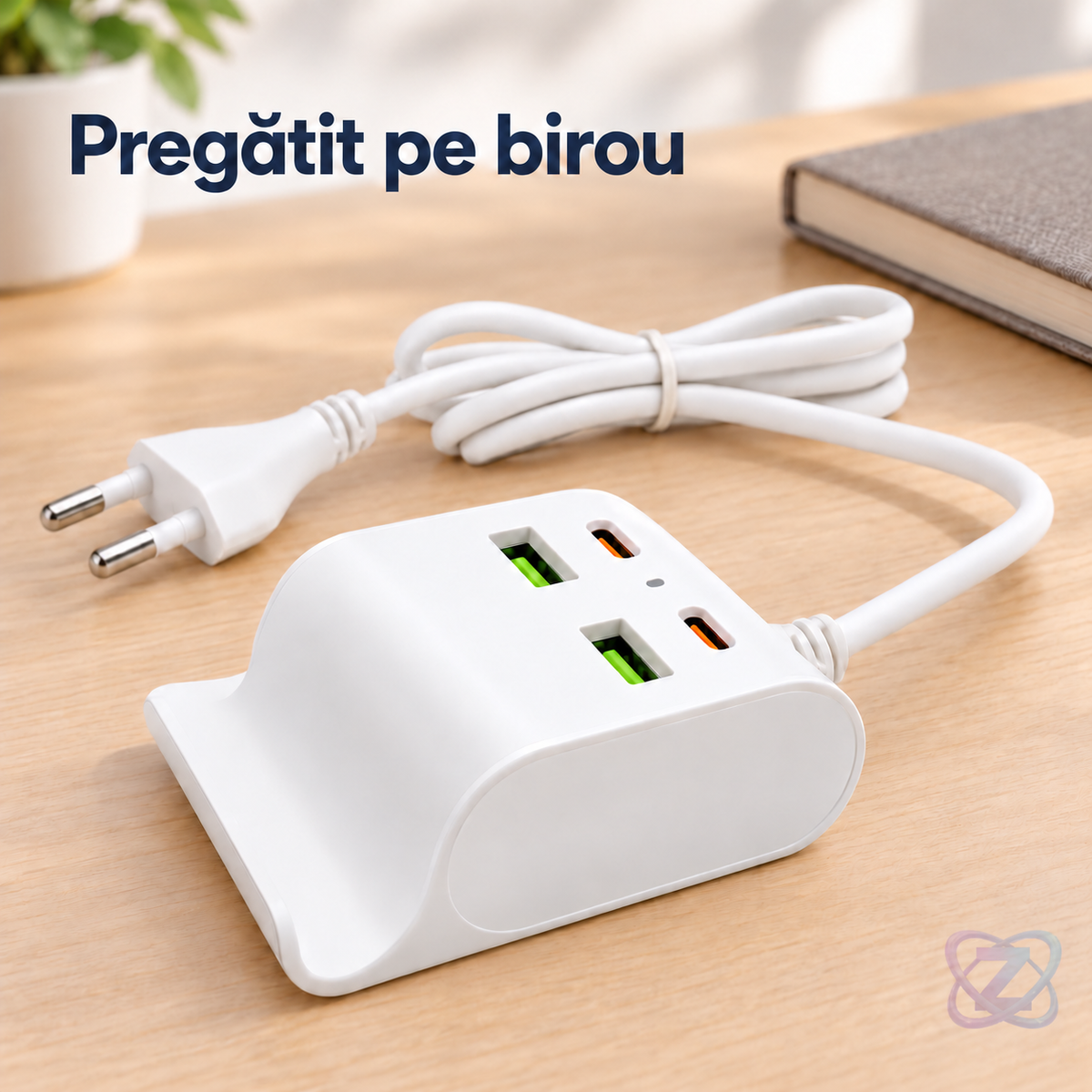 Încărcător Rapid de Birou W A V E, cu 2 Porturi USB-C și 2 Porturi USB, 48W, QuickCharge 3.0 – lifestyle