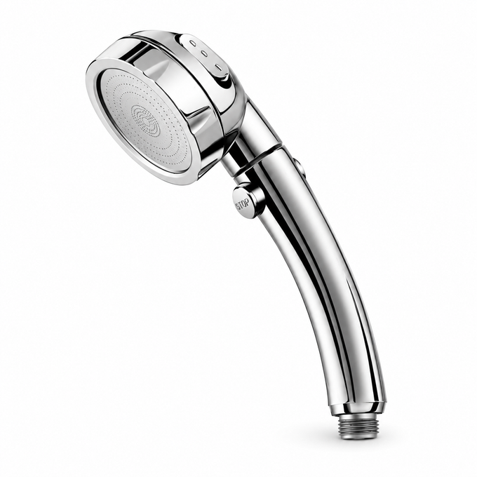 Cap de Duș cu 3 Setări și Buton ON/OFF, de Înaltă Presiune, Reglabil și Rotativ 360°
