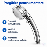 Cap de Duș cu 3 Setări și Buton ON/OFF, de Înaltă Presiune, Reglabil și Rotativ 360°