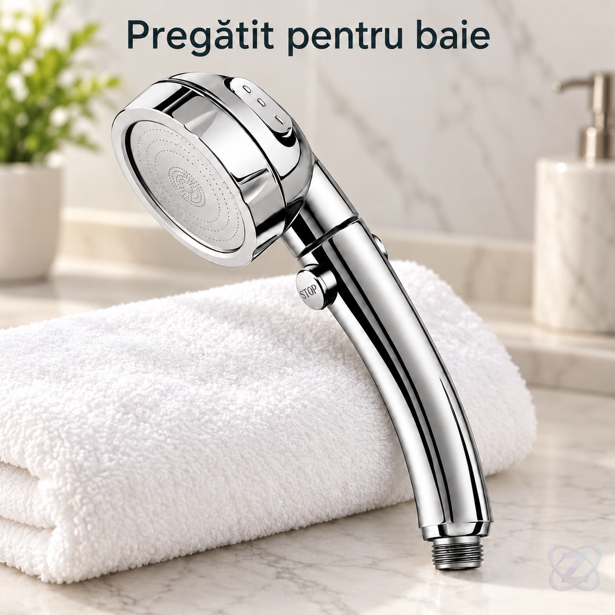 Cap de Duș cu 3 Setări și Buton ON/OFF, de Înaltă Presiune, Reglabil și Rotativ 360° – lifestyle