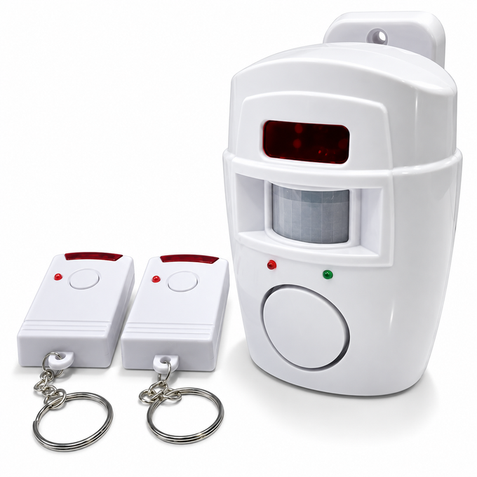 Alarmă Wireless cu 2 Telecomenzi și Senzor de Mișcare cu Infraroșu, Sirenă 105 dB